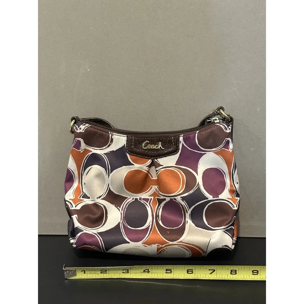 Coach Brown Leather Swingpack Ashley Scarf Signature Purse‎ - Picture 5 of 11